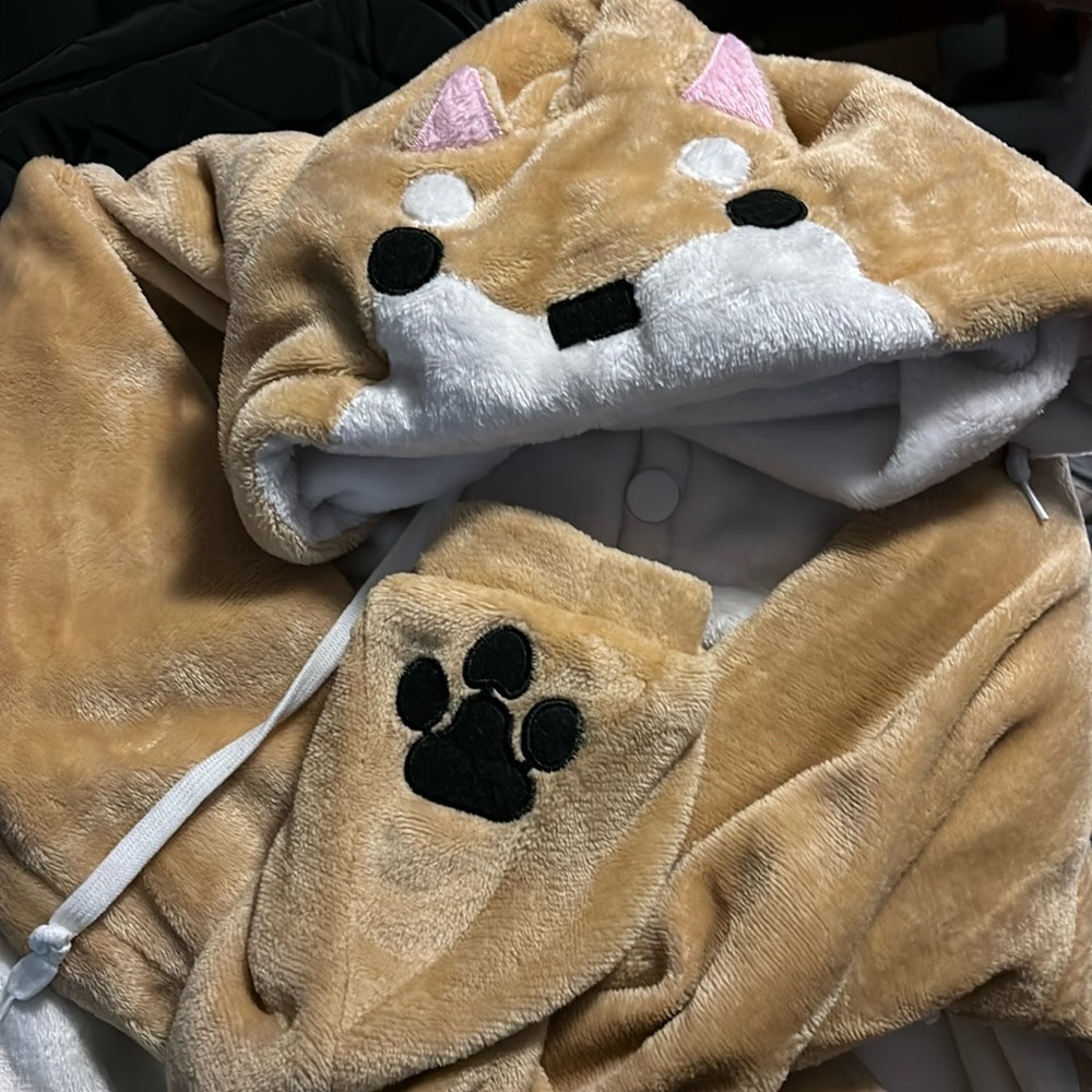 Furry hoodie corgi